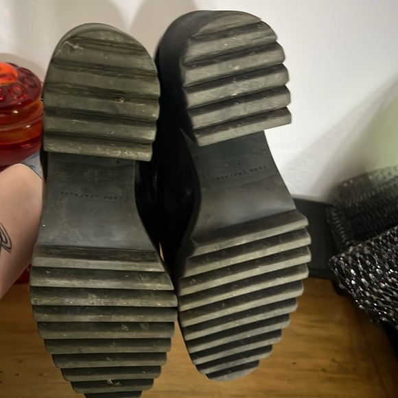 Zara Trafaluc Black Faux Leather Lace Up Chunky Platform Ankle Boot - Picture 7 of 8